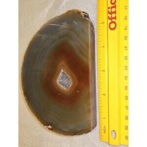 Large Natural Slice Agate Polished North Shore Round Geode 5"